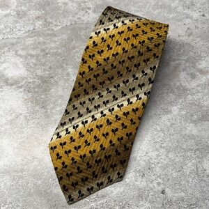 Tino Cosma Silk Tie Mens One Size Gold Black Leaf Pattern Made in Italy